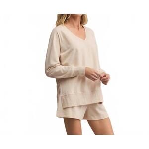 NEW Z SUPPLY weekender v-neck sweater in light oatmeal heather